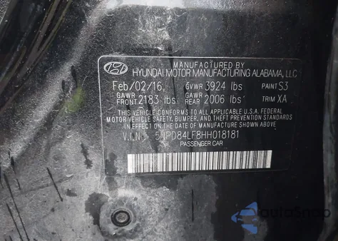 2017 Hyundai Elantra Se/Value/Limited из США, поврежденный, VIN 5NPD84LF8HH018181